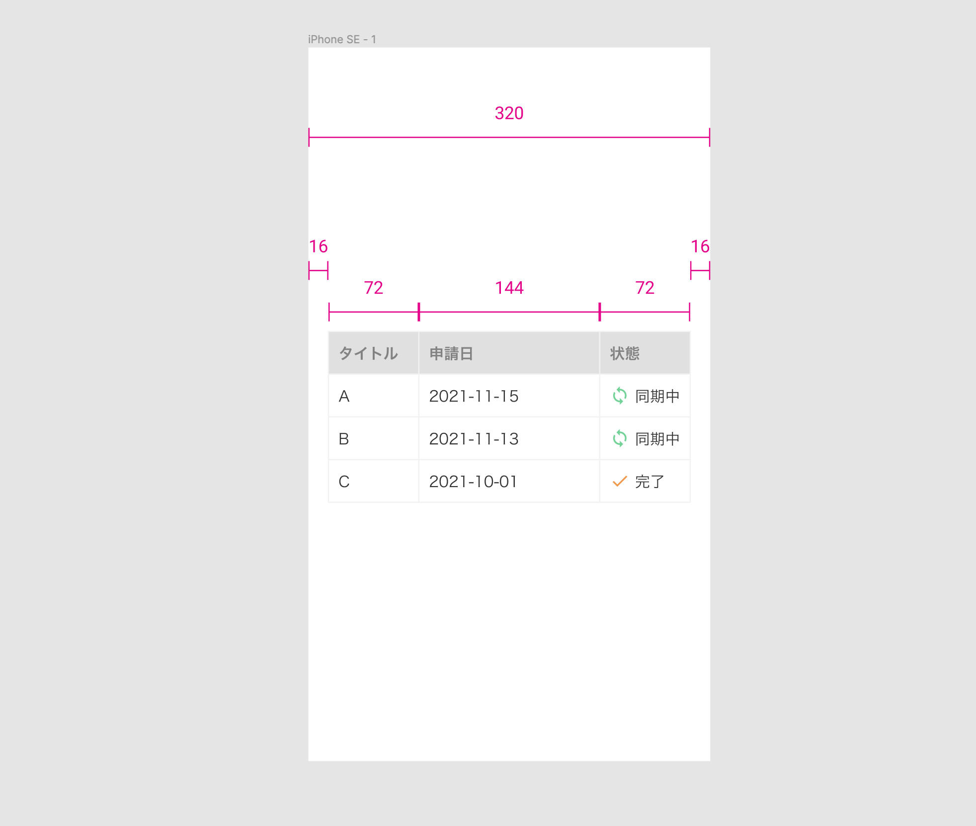 table size